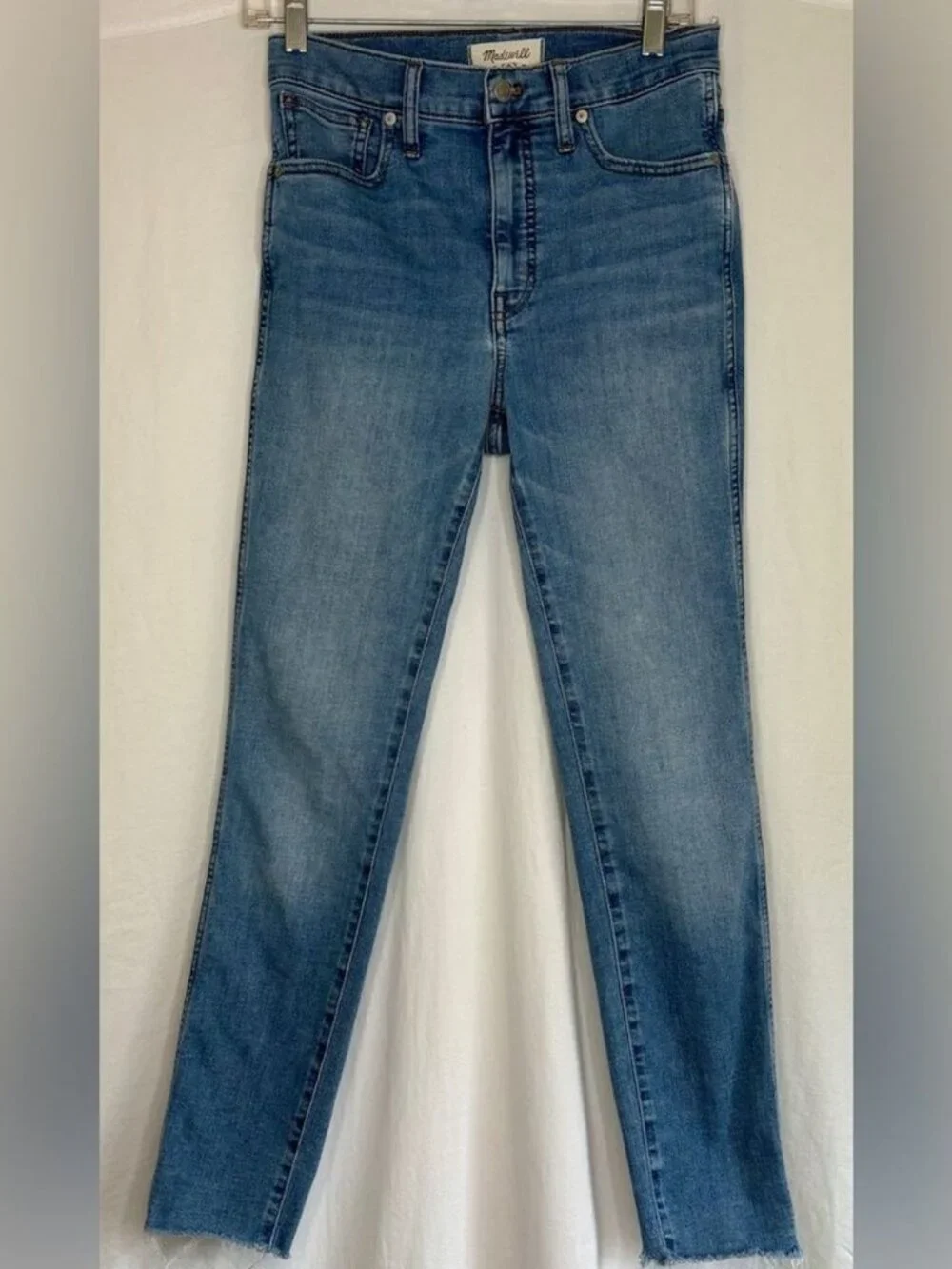 Madewell 10" High-Rise Skinny Jeans Sz 27 Raw-Hem Light Wash - Picture 2 of 10